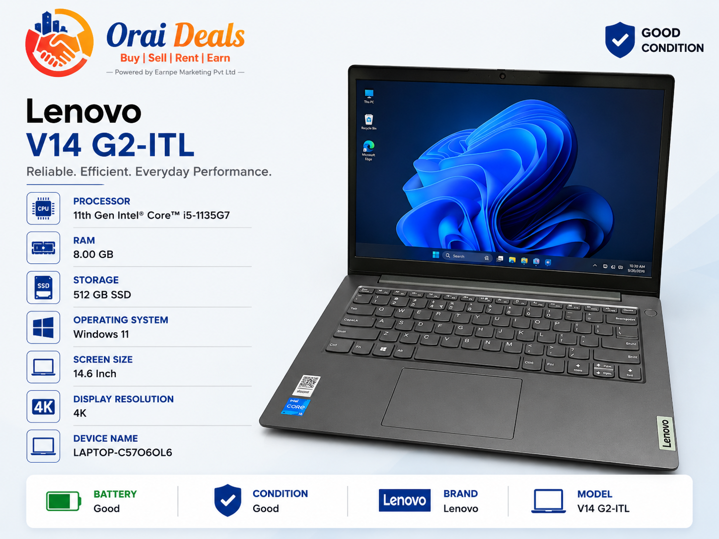 Lenovo V14 G2-ITL i5 11th Gen 8GB RAM 512GB SSD