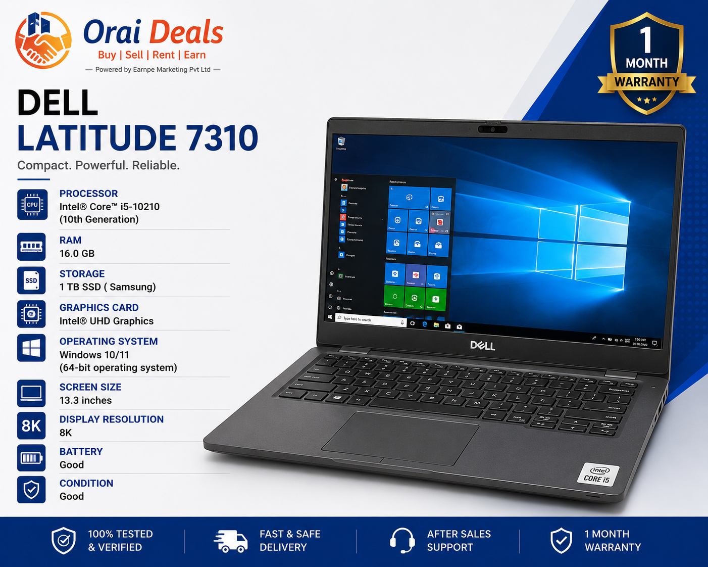 Dell Latitude 7310 i5 10th Gen 16GB RAM 1TB SSD