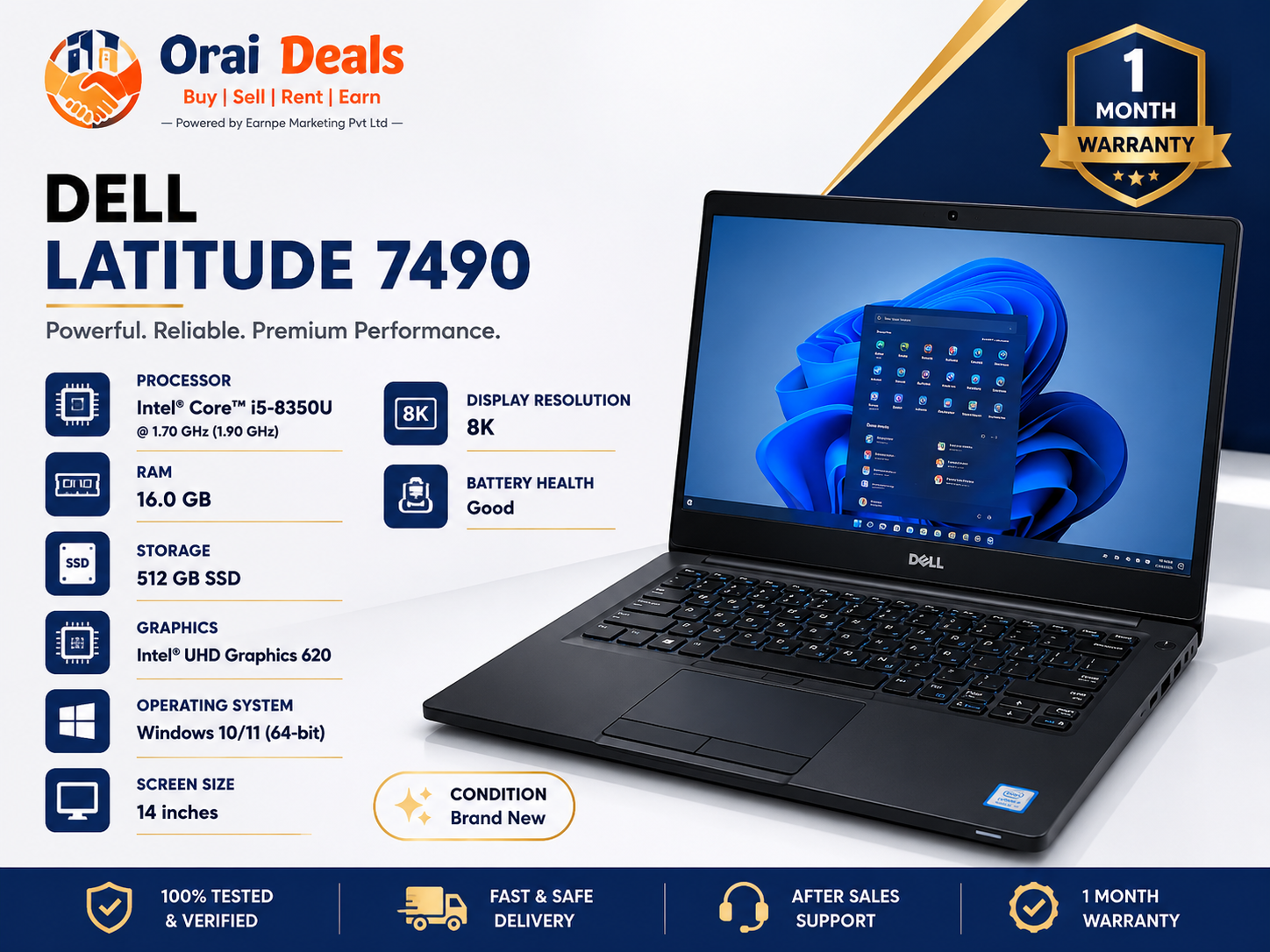 Dell Latitude 7490 i5 8th Gen 16GB RAM 512GB SSD